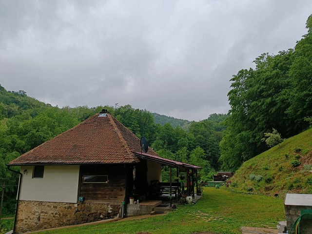 Kuca kljuc u ruke sa plantazom borovnice