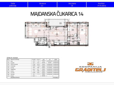 Novogradnja, trosoban 76,06 m2, Banovo brdo, Majdanska Čukarica 14