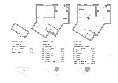 Centar, Dalmatinska, 3.0, 105,98m2 novogradnja
