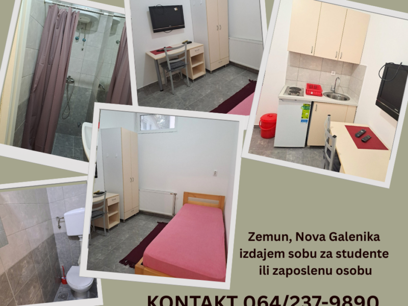 Zemun, Nova Galenika, izdajem sobu za studenta ili zaposlenu osobu