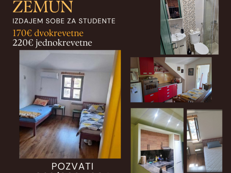 Zemun, izdajem jednokrevetne i dvokrevetne sobe