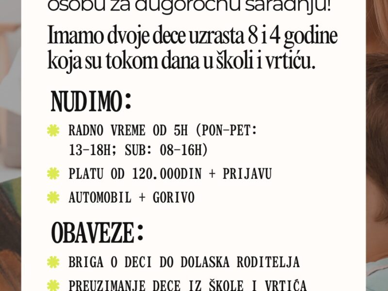 Posao za stalno: Briga o deci 4 i 8 godina